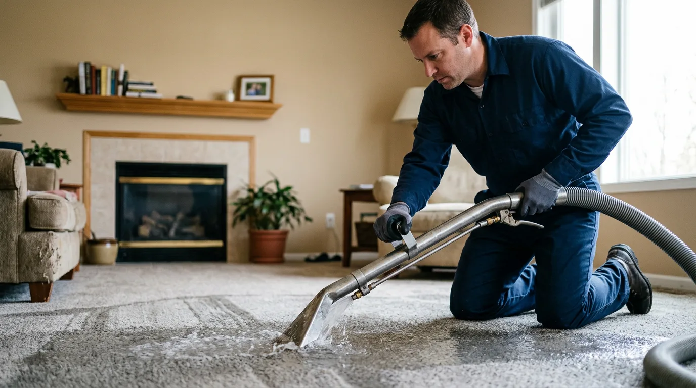 Water damage restoration technician working near Waverly, PA